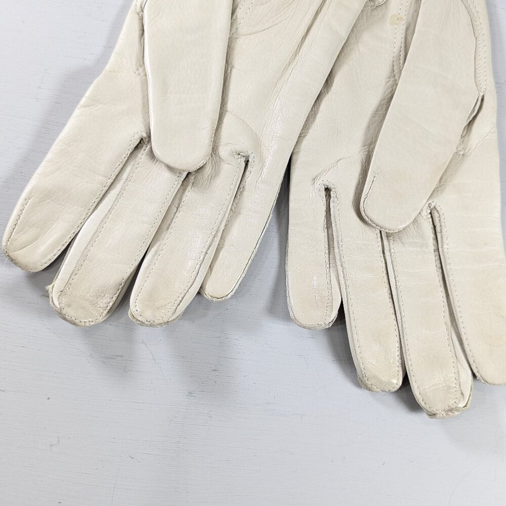 Vintage Gaymode Italy white leather driving gloves size 7 - Picture 2 of 7